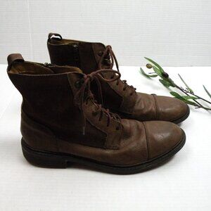 Cole Haan Brown Suede Leather Cap Toe Lace up Boots Men's 9